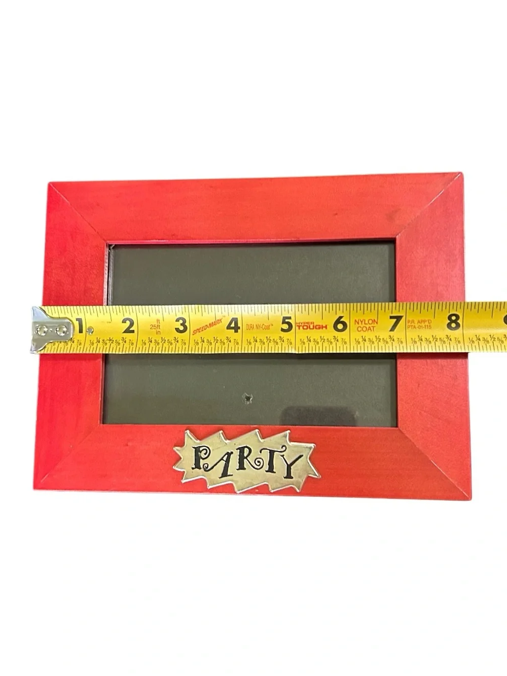 Vintage 1998 Red Wooden Photo Picture Frame By Rare Woods Silver “Party” Emblem